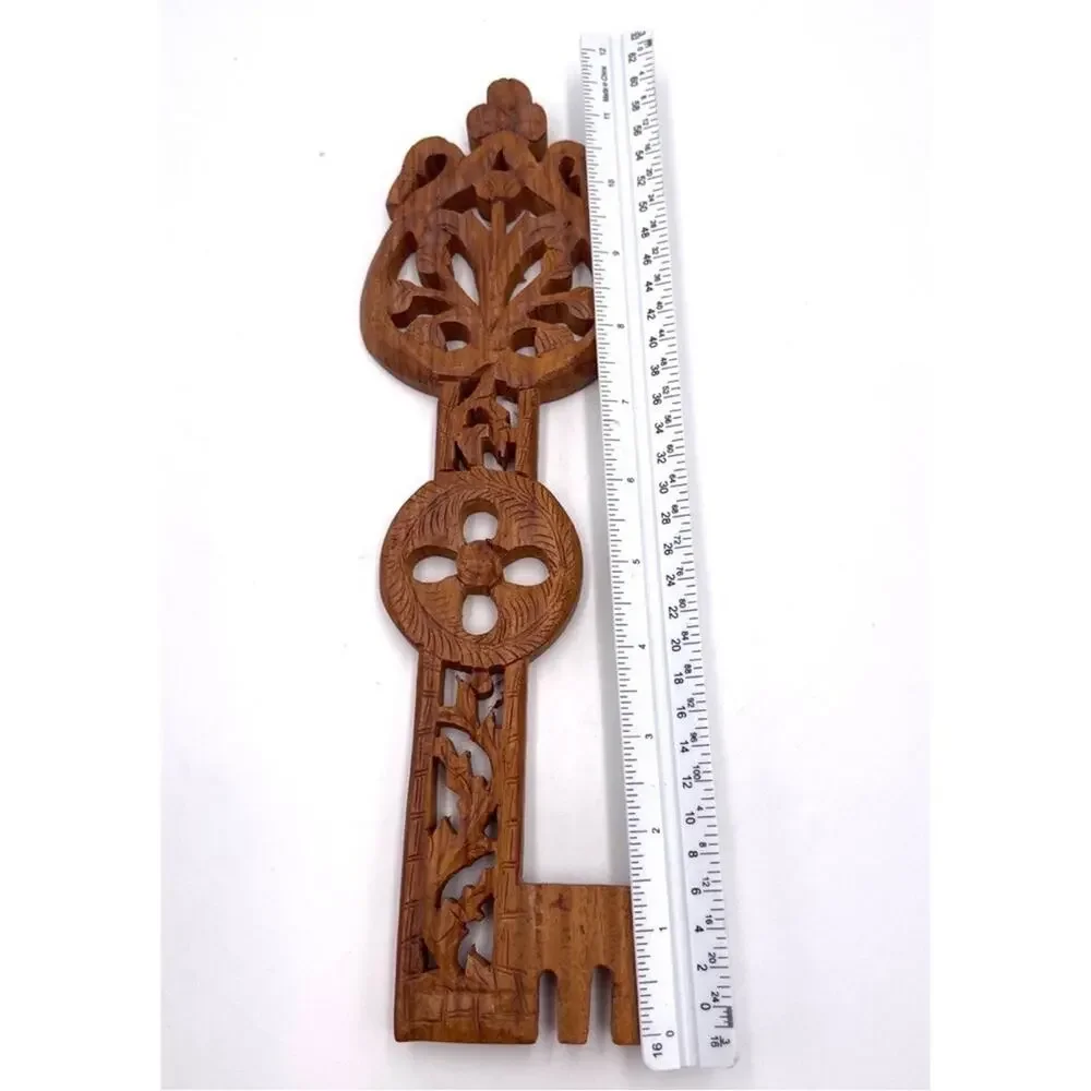 Home decor Handcrafted wood carved key
